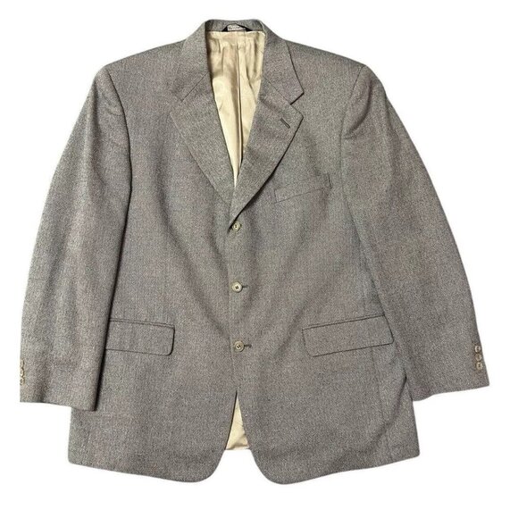 Brooks Brothers 346 Silk/Wool 3-Button Sport Coat Mens 43R Gray Herringbone - Picture 1 of 11